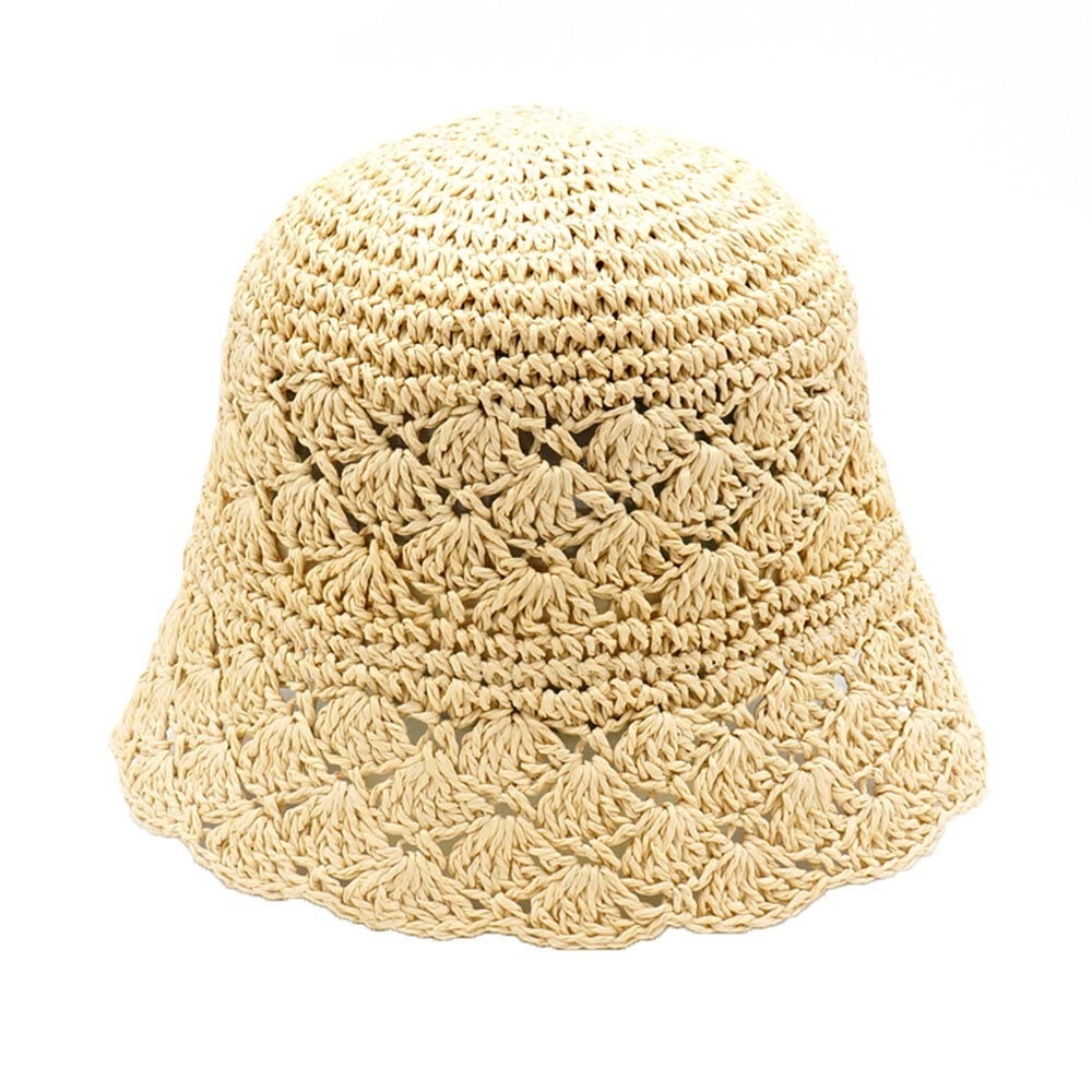 THE CROCHETTA SCALLOPED BUCKET HAT 
( IVORY )